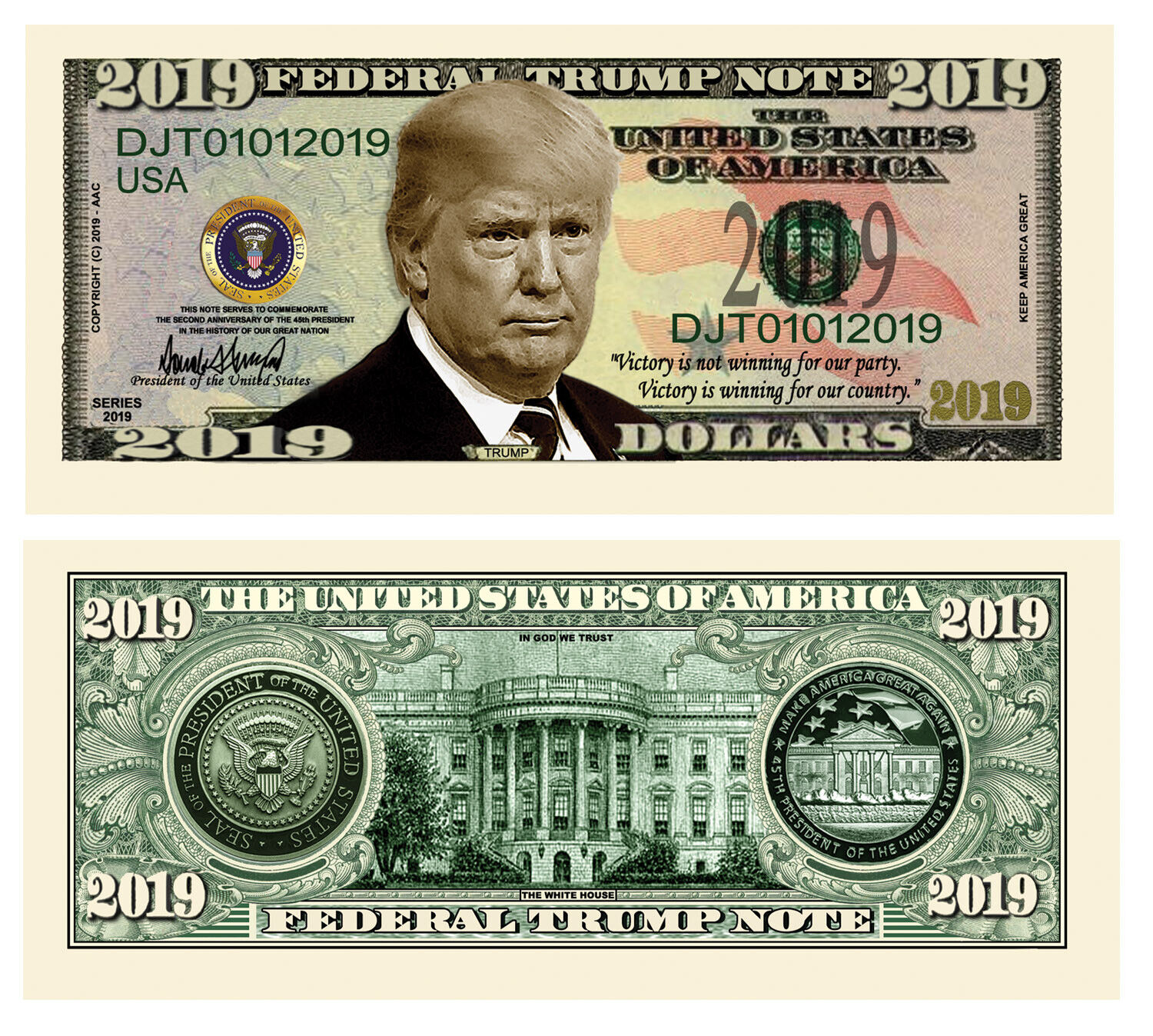 Donald Trump 2019 Pack of 100 Presidential Collectible Novelty Dollar Bills Без бренда