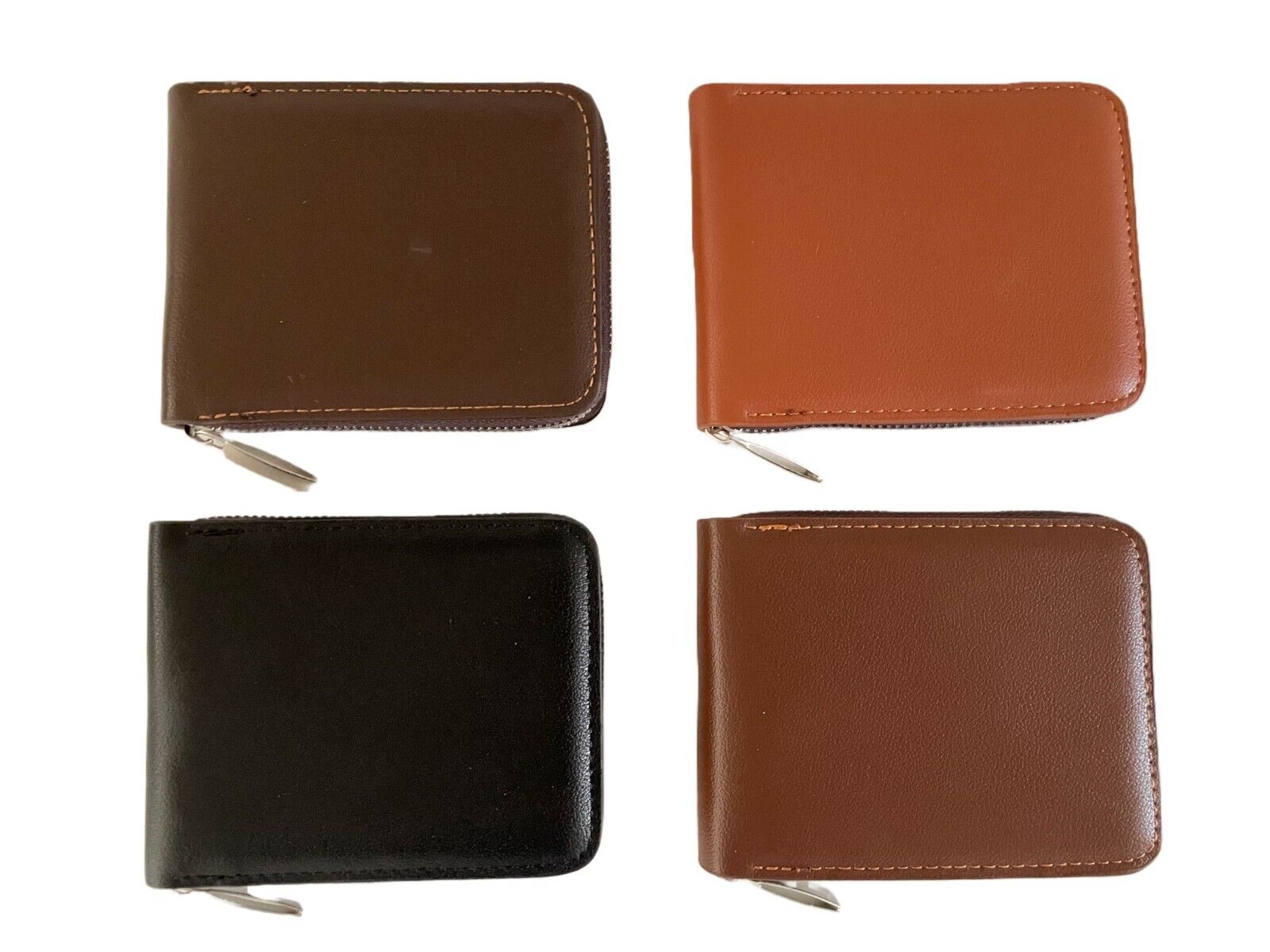Zippered Wallet ID Credit Card Money Holder Bifold PU Faux Leather Solid Colors. Unbranded R-06