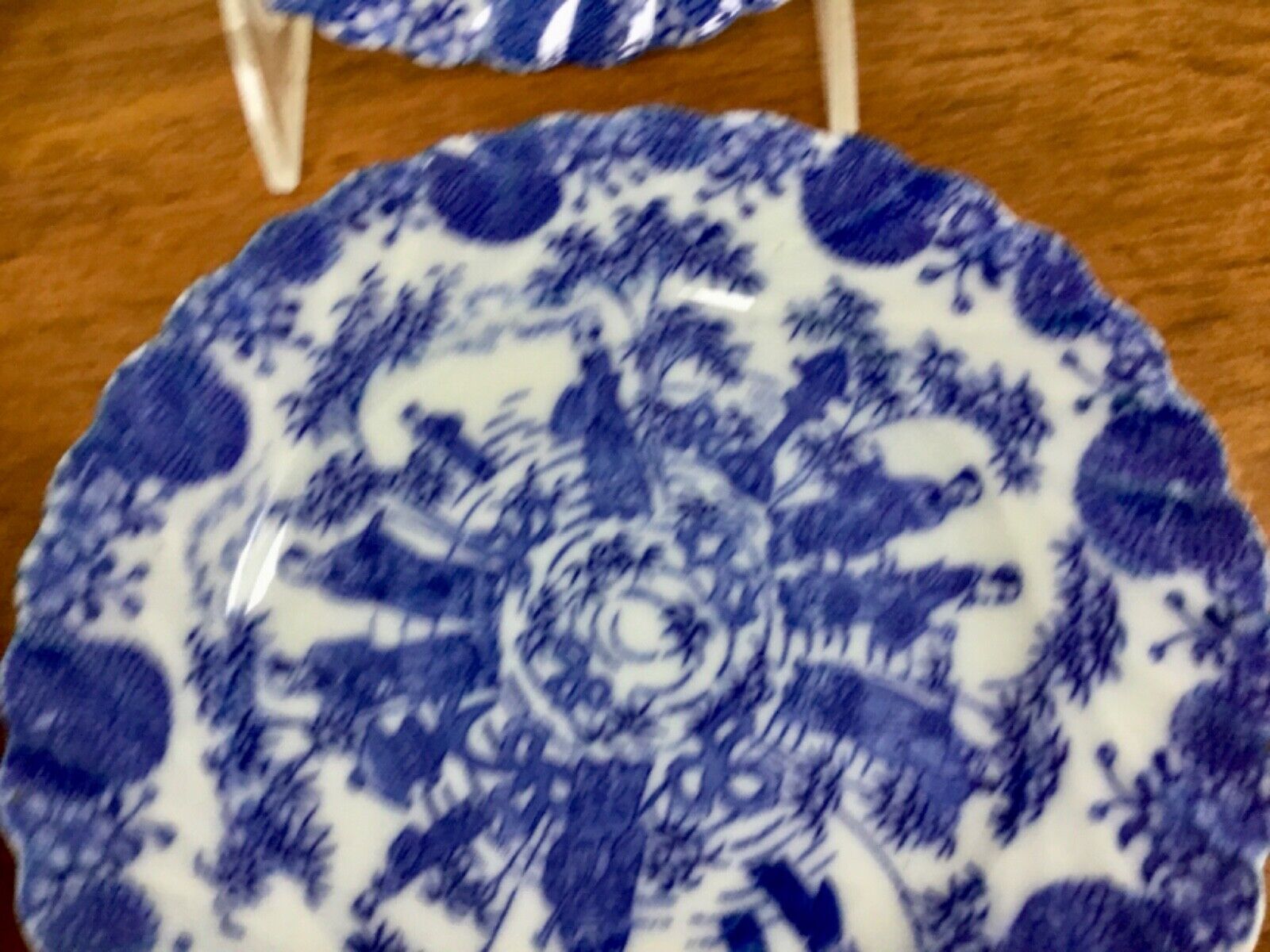  Antique Asian /Chines /Japanese 4 Blue & White Plates Decorated w Sages 6 1/4” Без бренда - фотография #8