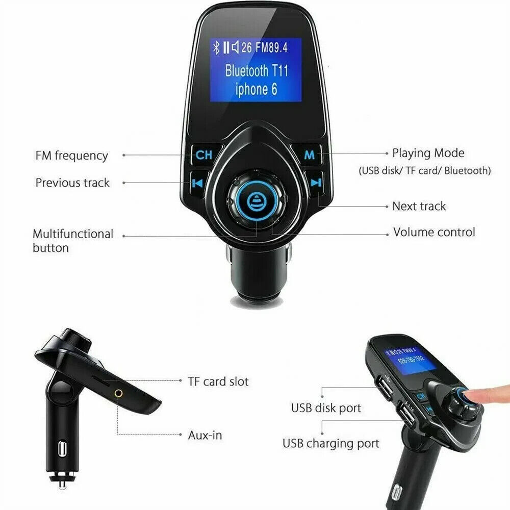 Kit de coche Bluetooth Reproductor MP3 Transmisor FM Adaptador de radio inalámbr Unbranded Does Not Apply - фотография #6