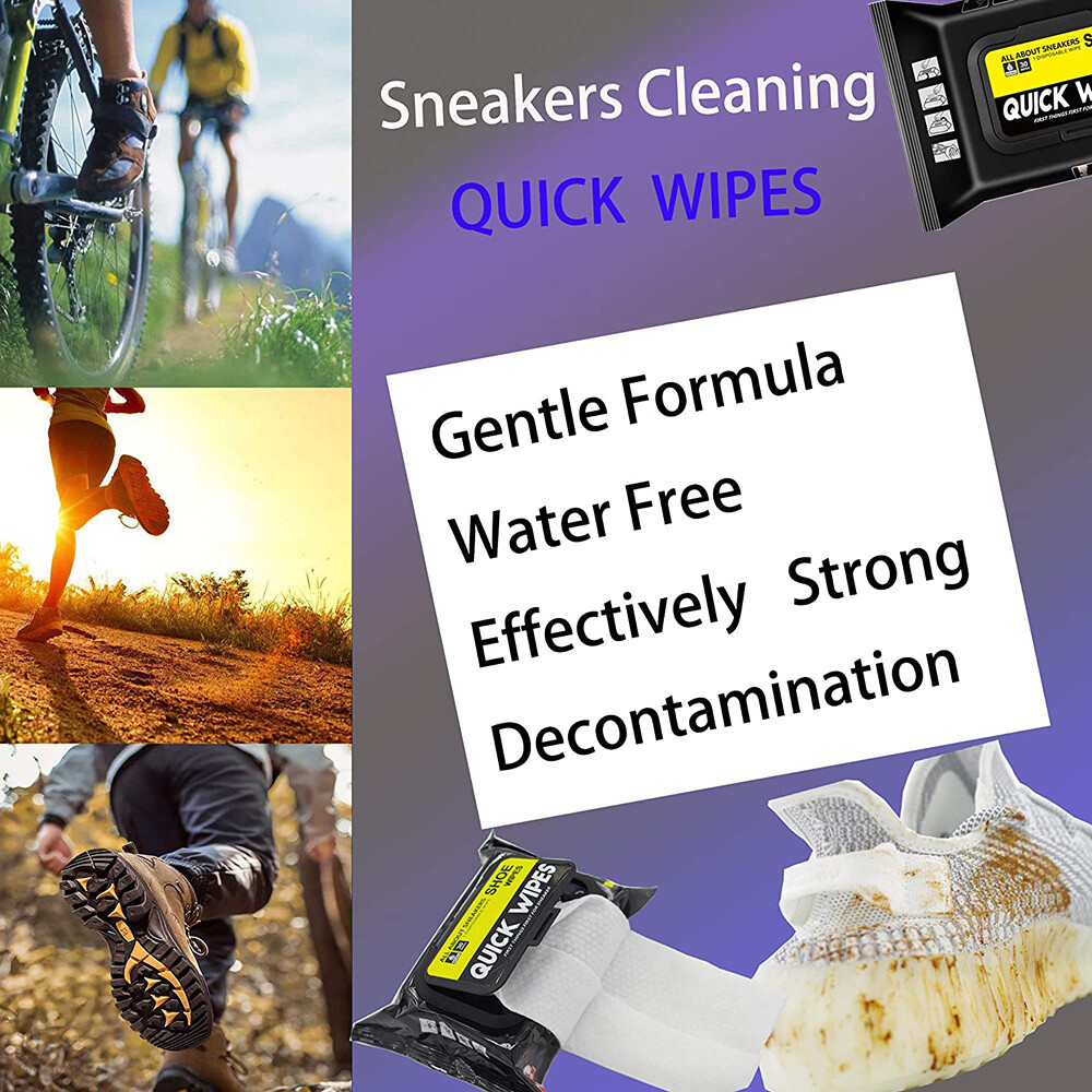 2 Pack 60 Pcs Sneaker Shoe Dirt Cleaner Quick Wipes Disposable Travel Portable HUHOU Does not apply - фотография #2
