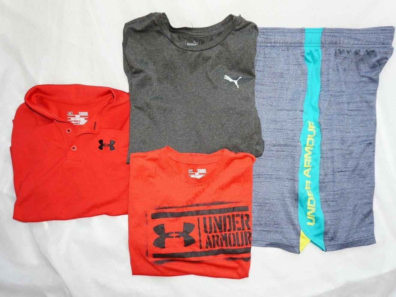 Youth Boys Lot (4) UNDER ARMOUR & PUMA Basketball Shorts & Shirts Kids Sz L Under armour Does Not Apply