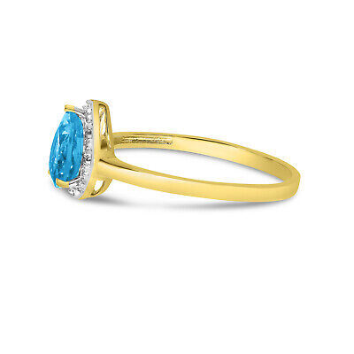 14k Yellow Gold Pear Blue Topaz And Diamond Ring Direct-Jewelry - фотография #4