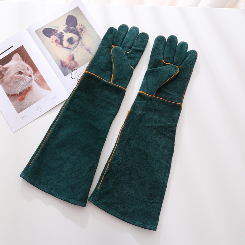  Leather Gloves Animal Handling Dog Cat Scratch Snake Bite Proof Long Mitts Unbranded - фотография #4