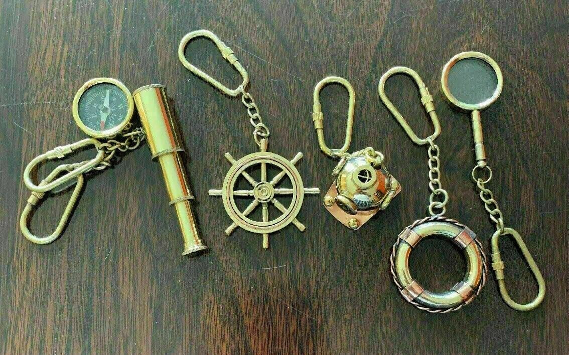 Set Of 300 Bass Key Ring Compass Wheel Helmet Look Key Chain Handmade Item Style Без бренда - фотография #2