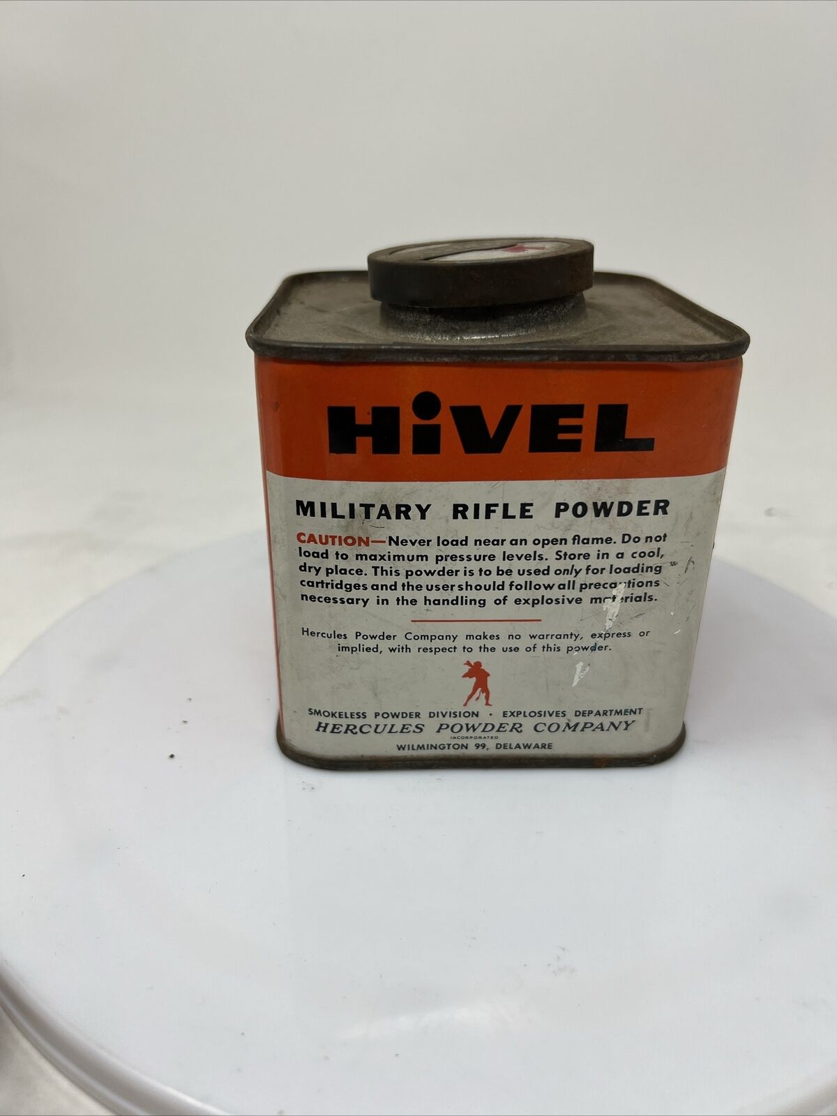 Vintage Hivel Smokeless Powder Can Military Rifle Powder No. 2 Early 1900's Hivel - фотография #3