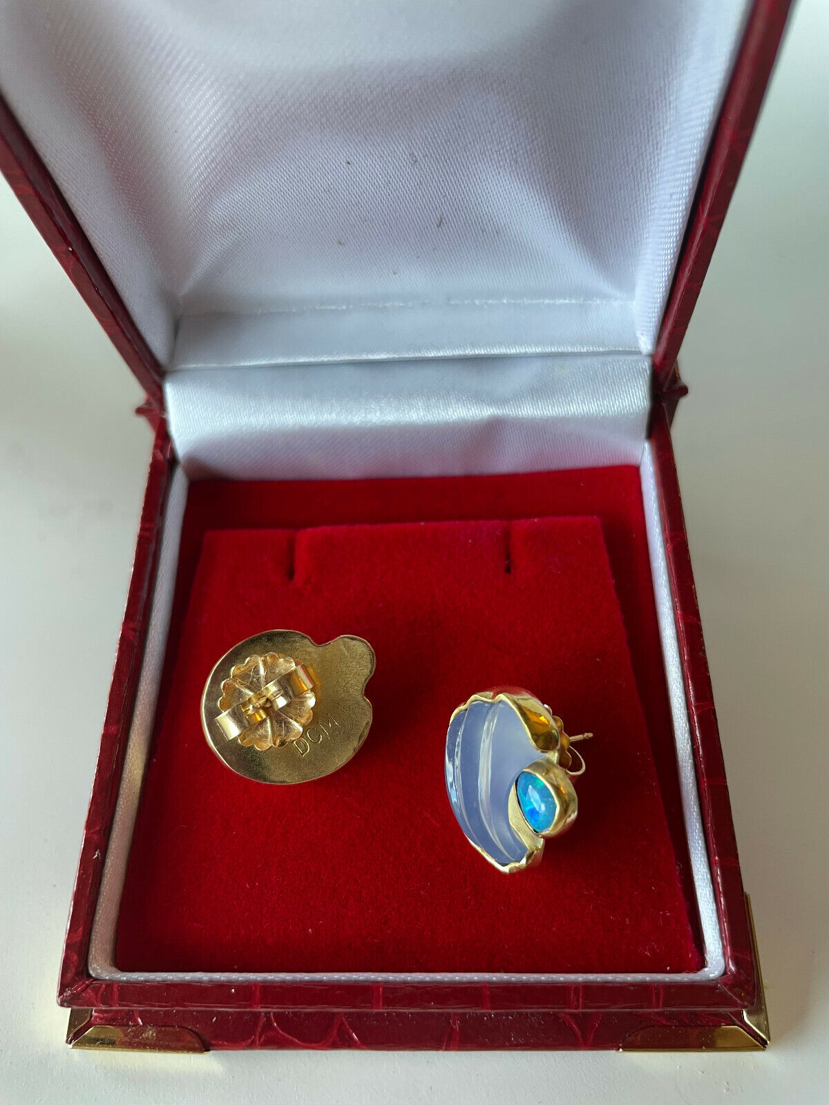 Chalcedony Opal Diamond 18k Gold Don McCoy Earring and Ring Jewelry Set Don McCoy - фотография #8