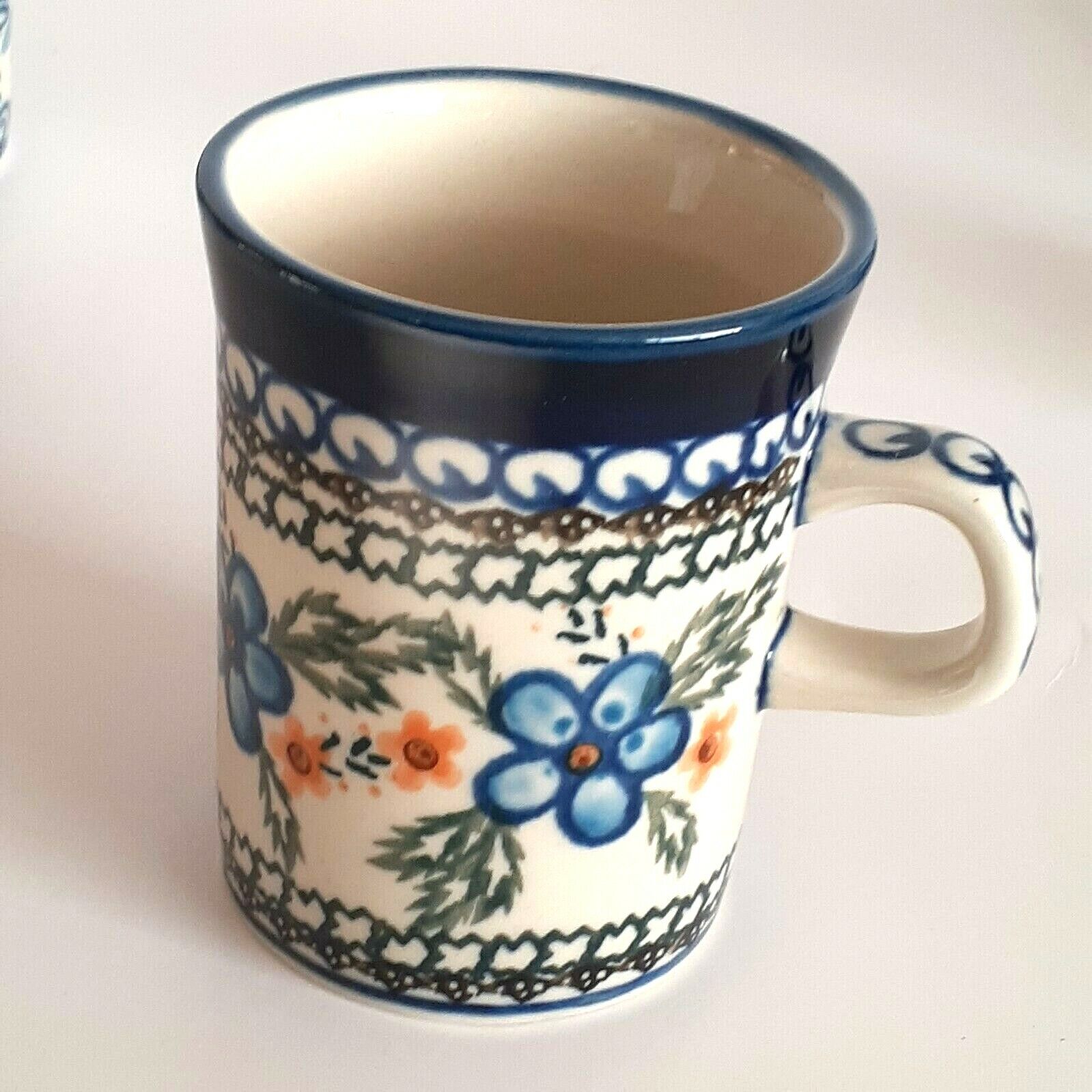 Polish Pottery 8 oz Coffee/Tea cups - Qty of 4 - all different designs/patterns Без бренда - фотография #4