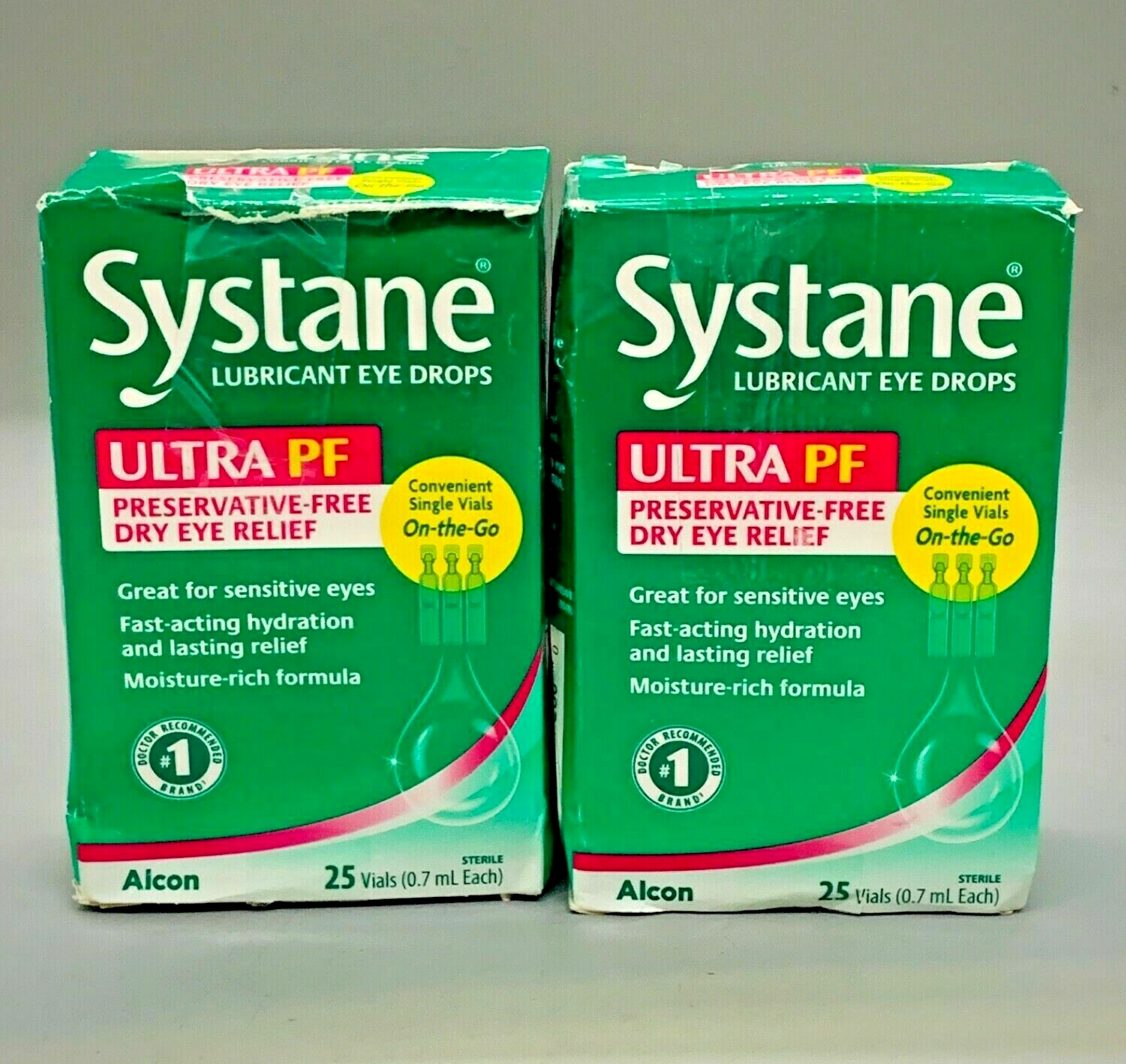 Systane ULTRA PF LUBRICANT EYE DROPS !Damaged Boxes! 25 Vials x 2PK Exp 12/23+ Systane Does Not Apply