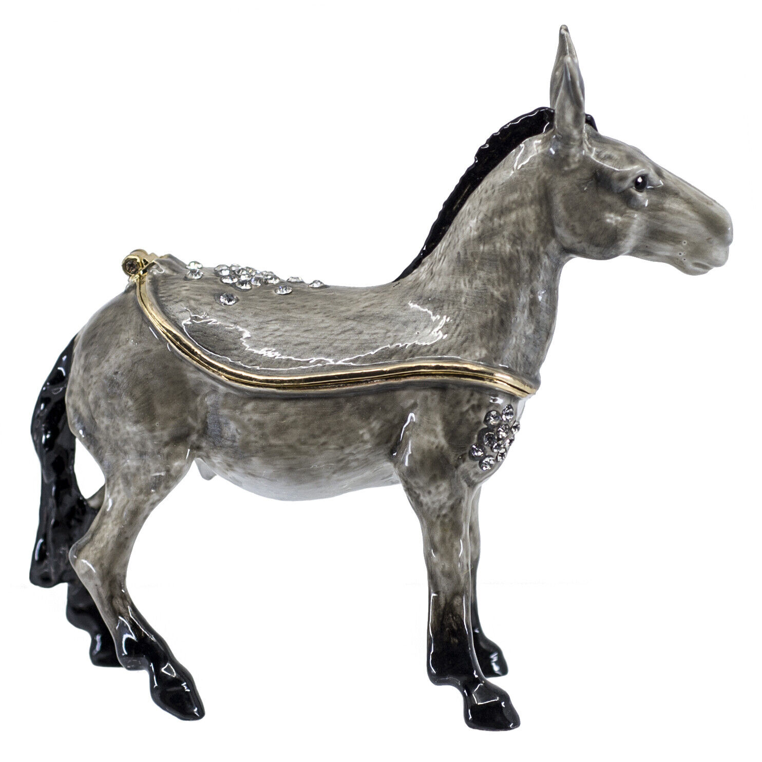 Bejeweled Enameled Pewter Donkey Trinket Jewel Box With Crystals 3.5" High New! Без бренда 3008 - фотография #3