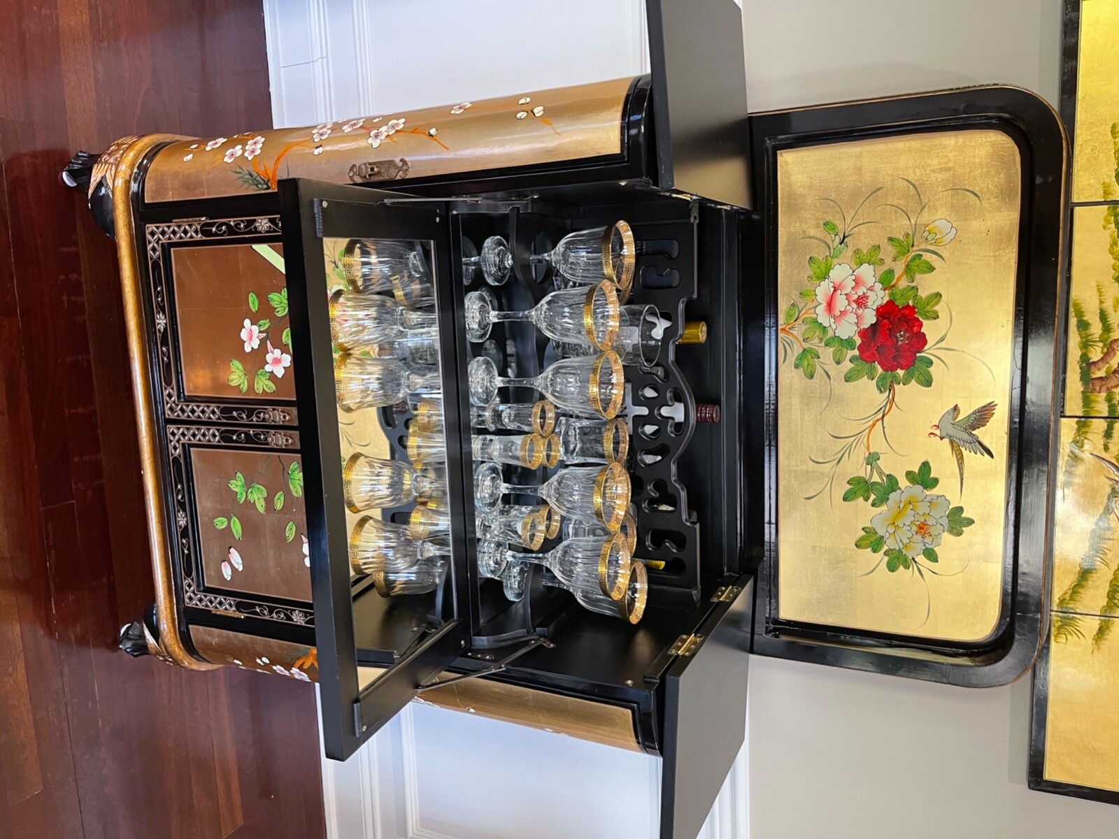 Oriental furniture Bar Cabinet Chinese gold lead lacquer  ORIENTAL FURNITURE - фотография #8