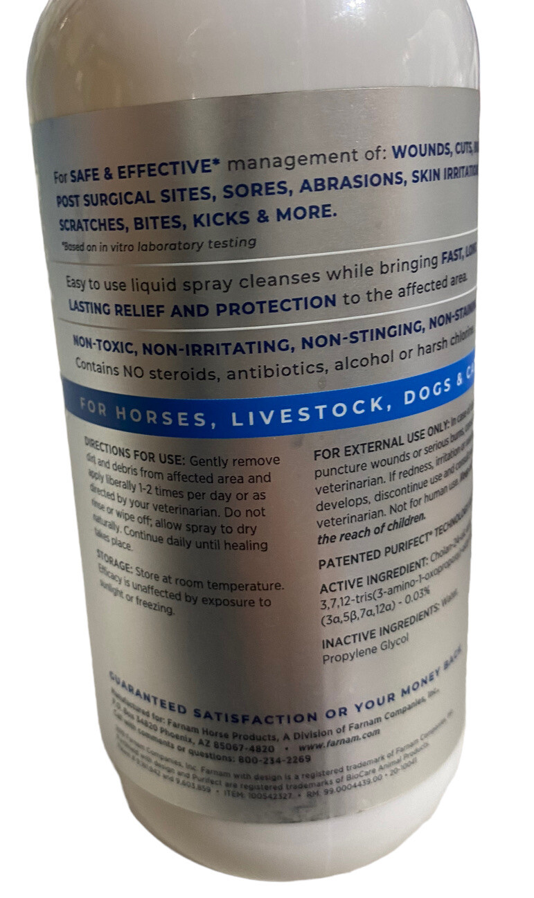2x Farnam Purishield Wound Skin Care Fast Acting Spray Cleans Treat Wounds 12oz Farnam Does not apply - фотография #3