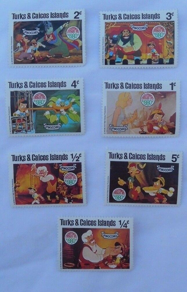 Walt Disney Pinocchio Stamps 1980 Turks & Caicos Islands Без бренда