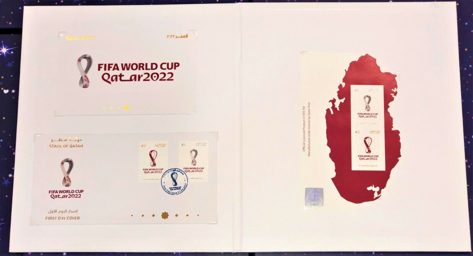 FIFA 2022 QATAR EMBLEM Folder EDITION By Qatar Post FDC+MS SHEET+POST CARD MNH Без бренда - фотография #3