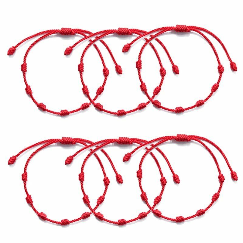 10pcs 7 Knots Red String Bracelet Protection Lucky Amulet for Success Jewelry Unbranded Does not apply