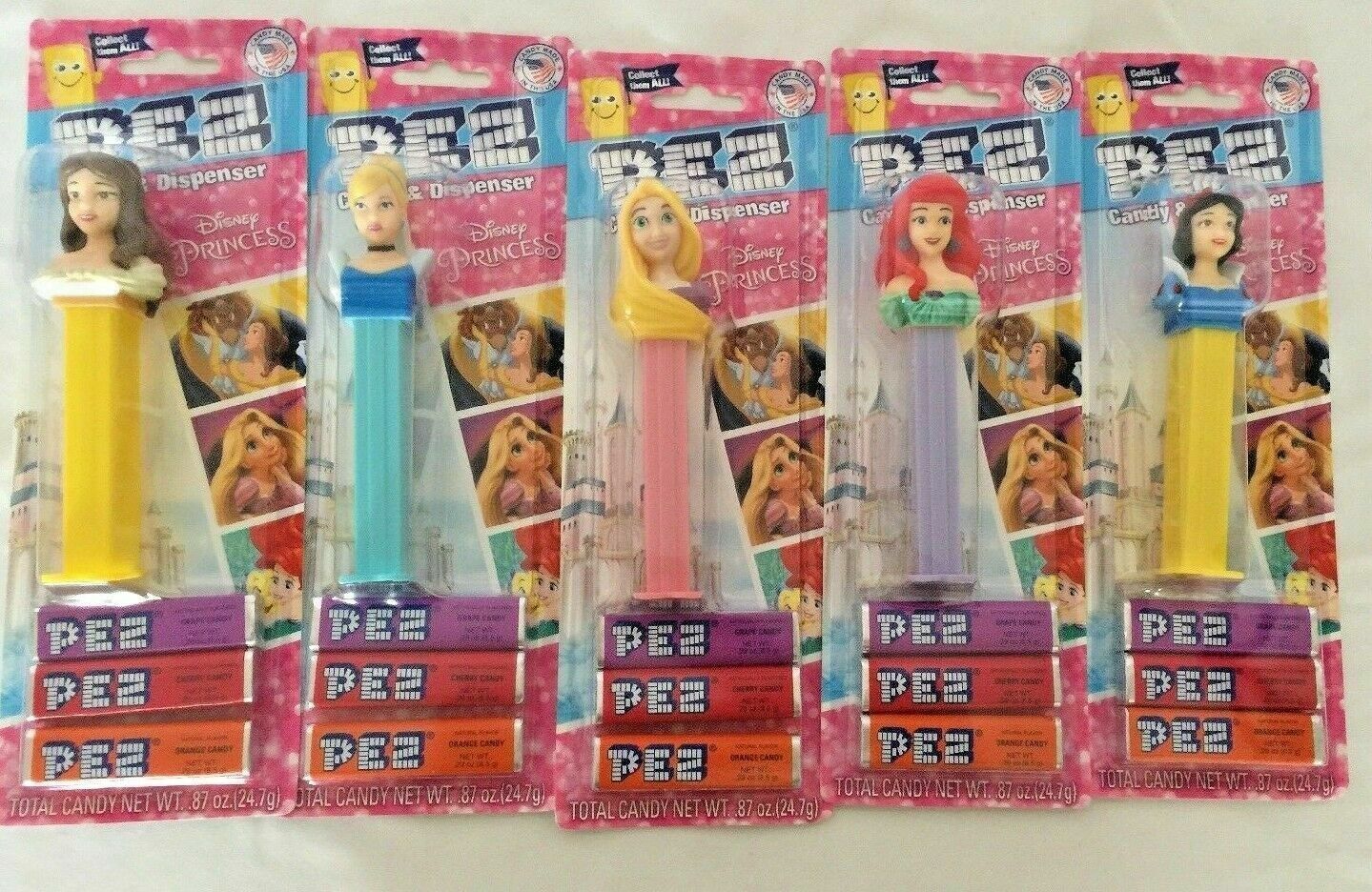 Set of 5 Pez Disney Princess Candy Dispensers w/ Candy, Sealed Great party favor Без бренда