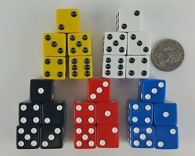 LIAR'S DICE SET OF 25 RED BLUE YELLOW WHITE BLACK 6 SIDED D6 5/8" 16mm LIARS #1 Yankee Forge - фотография #4