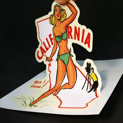 California Pinup Vintage Style Travel Decal, Vinyl Sticker, Luggage Label Без бренда - фотография #2