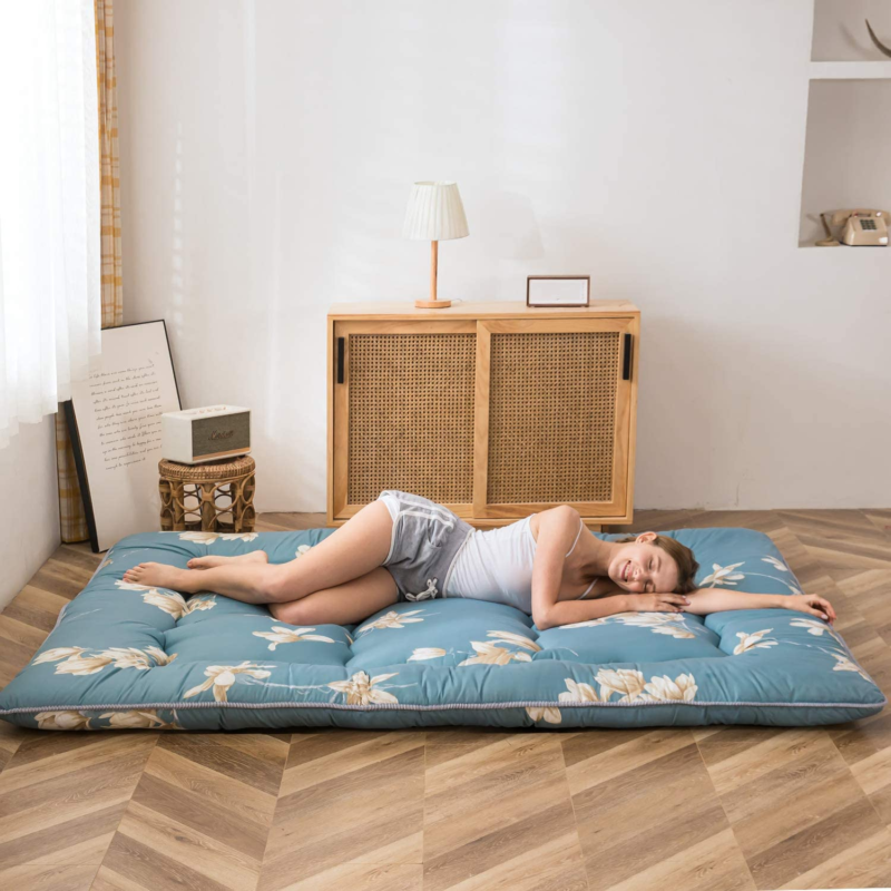 Floral Printed Rustic Style Japanese Floor, Futon Mattress for Adults Foldable R Does not apply