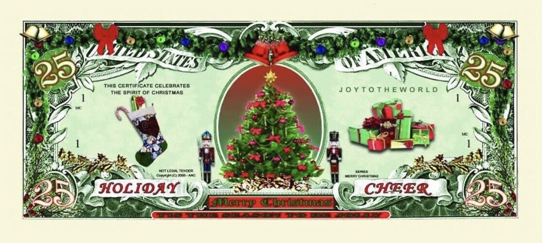 ✅ Christmas Holiday Cheer Decor 100 Pack Collectible Novelty Money Dollar Bill ✅ MLA Products N/A - фотография #2