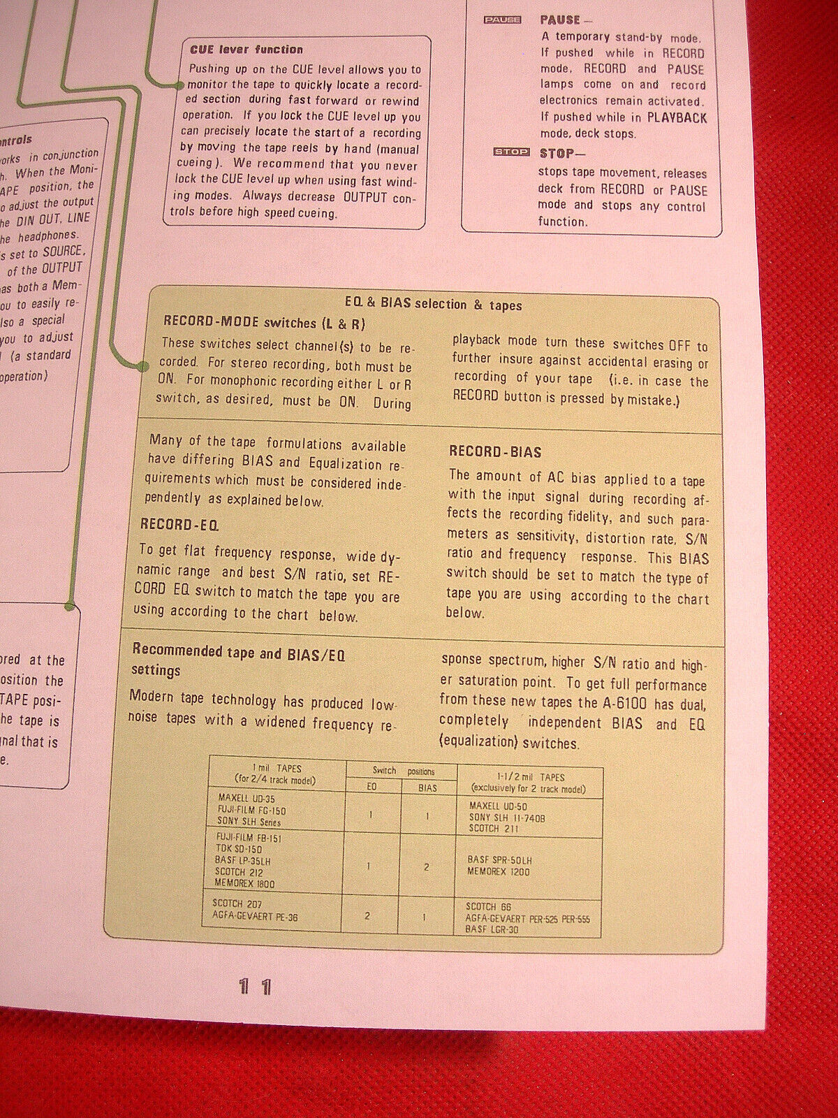 ONE NEW COPY TEAC A-6100 REEL TO REEL TAPE DECK RECORDER OWNER'S MANUAL TEAC A-6100 - фотография #7