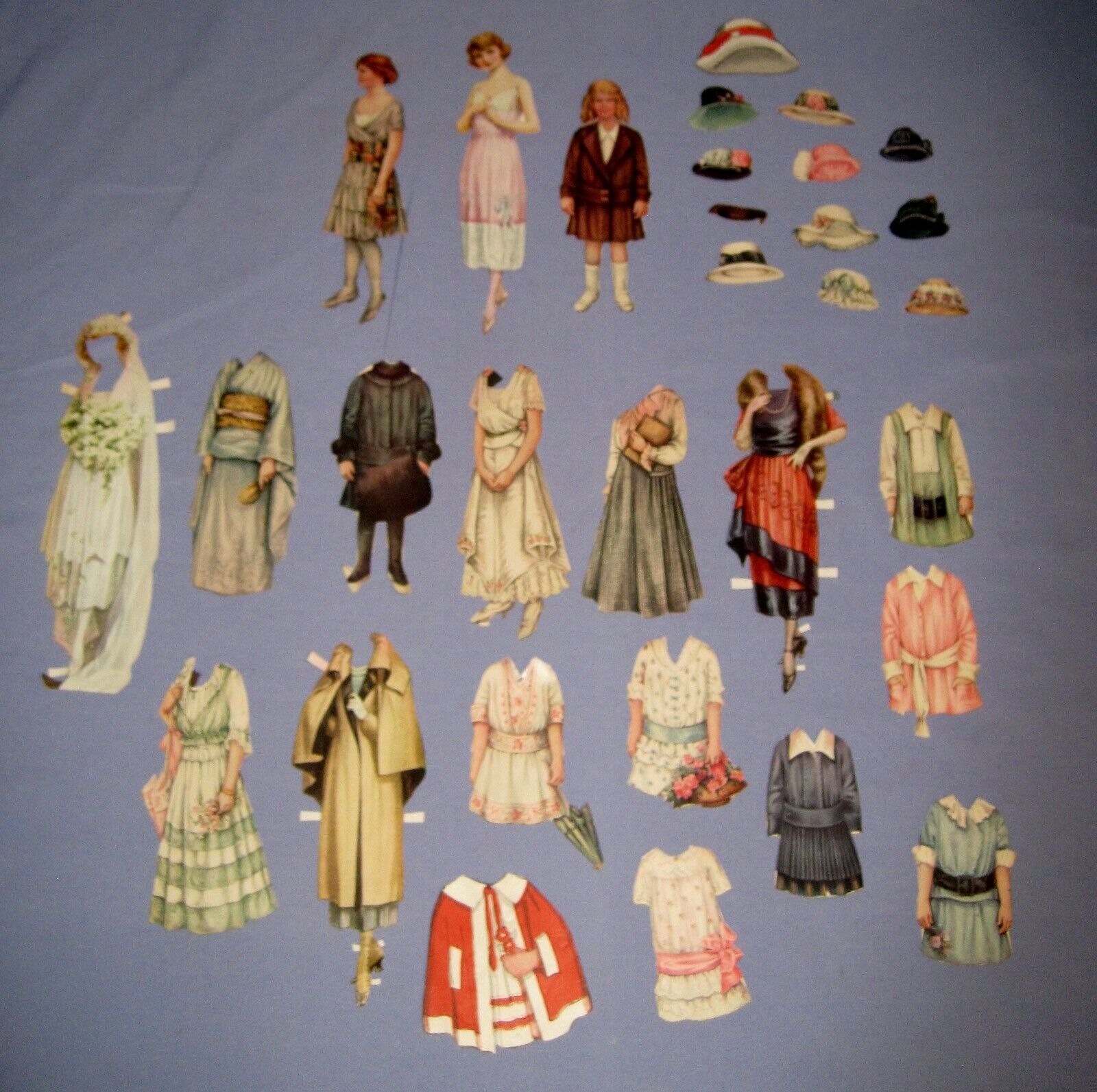 Vtg Antique Victorian Lot Paper Dolls & Clothes & More 6" - 8" Magazine Cut Outs Unbranded