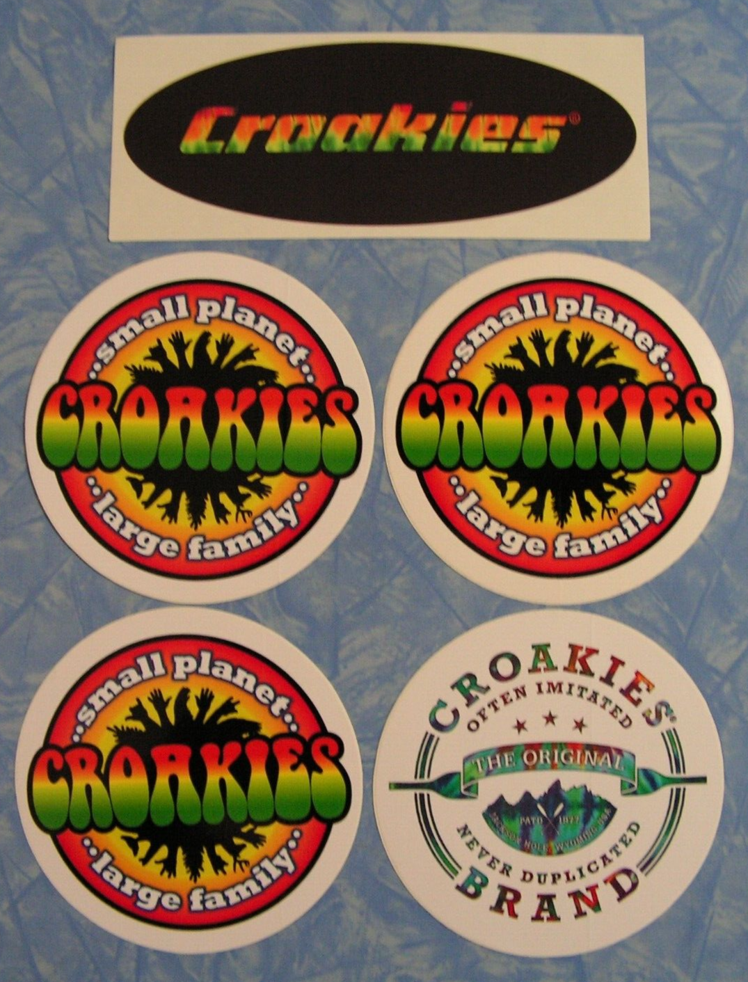 Lot of 5 Croakies Stickers Adventure Surf Kayak SUP Sunglasses Retainer Decals Unbranded