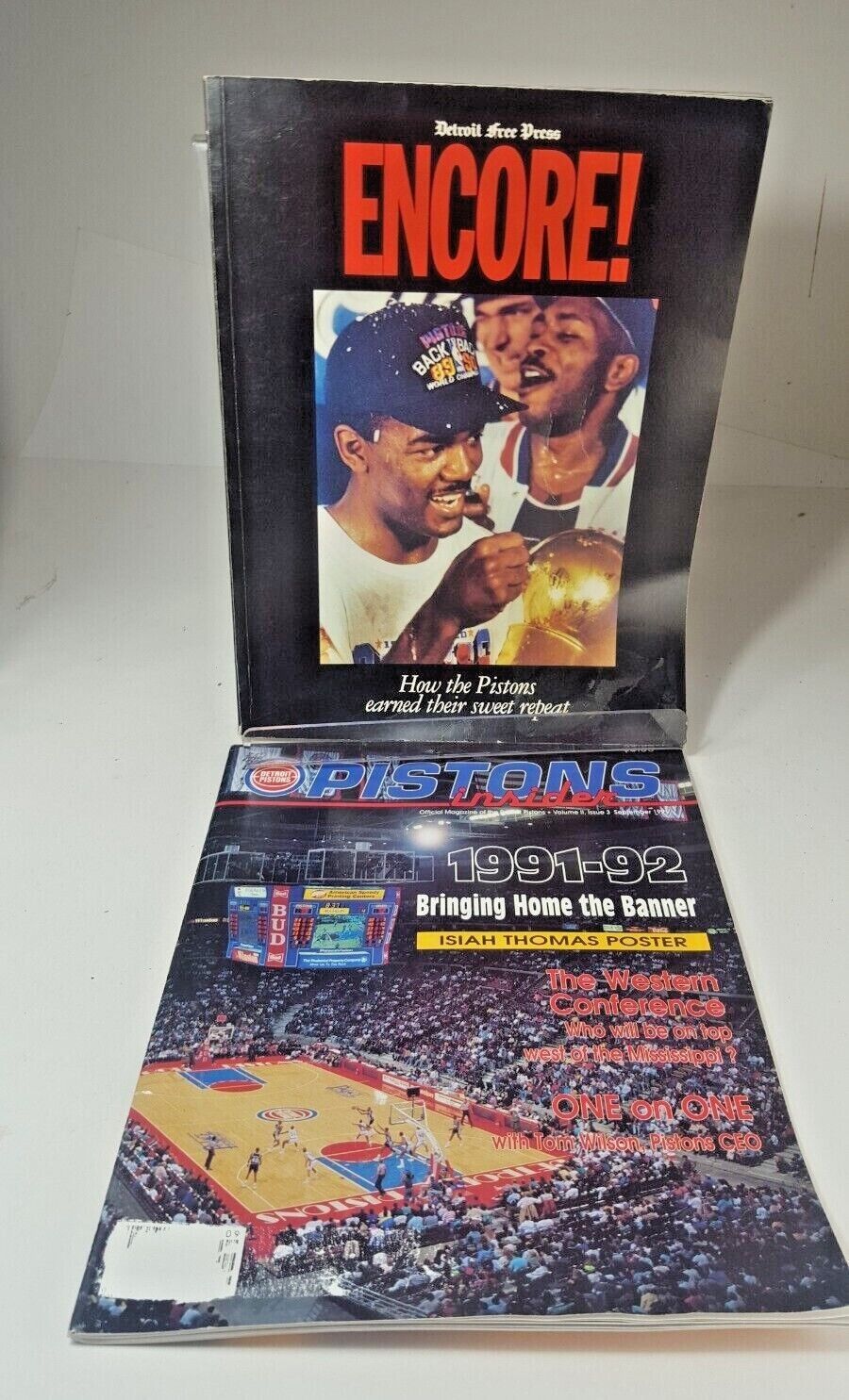 LOT 2 Vintage Detroit Pistons Magazines. Encore 1990 & Piston's Insider 1991 Без бренда