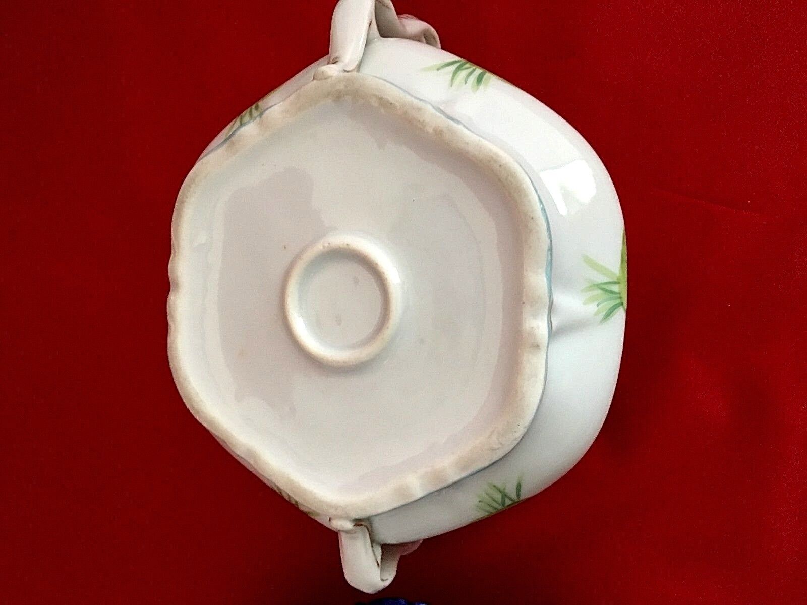 Antique Nippon Bowl Lidded with under plate cobalt edged floral violets design Без бренда - фотография #8