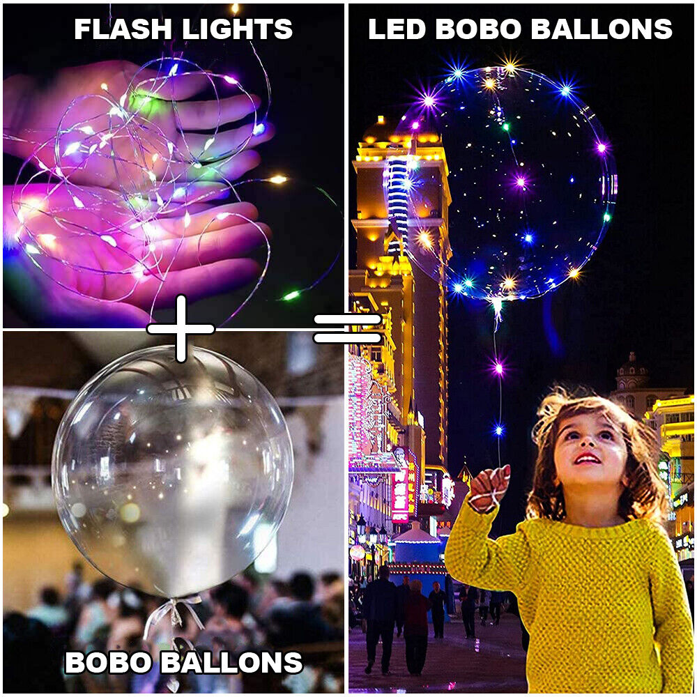 10 PCS LED Light Up BoBo Balloons Clear Helium Balloon Party Birthday Decoration Unbranded Does Not Apply - фотография #5