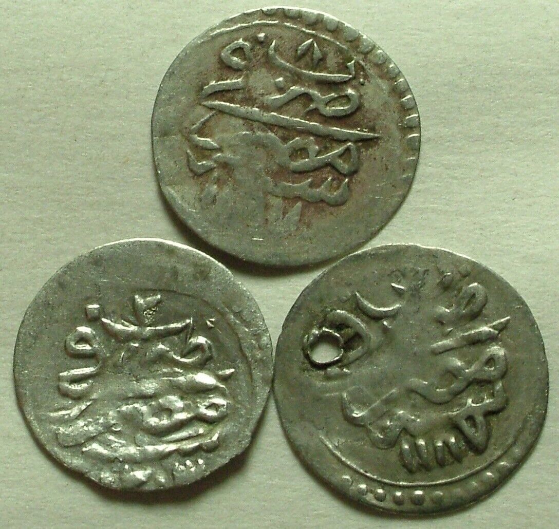 Lot of 3 Genuine Islamic silver para coins/Selim/Abdul Hamid/Ottoman/Cairo/Egypt Без бренда
