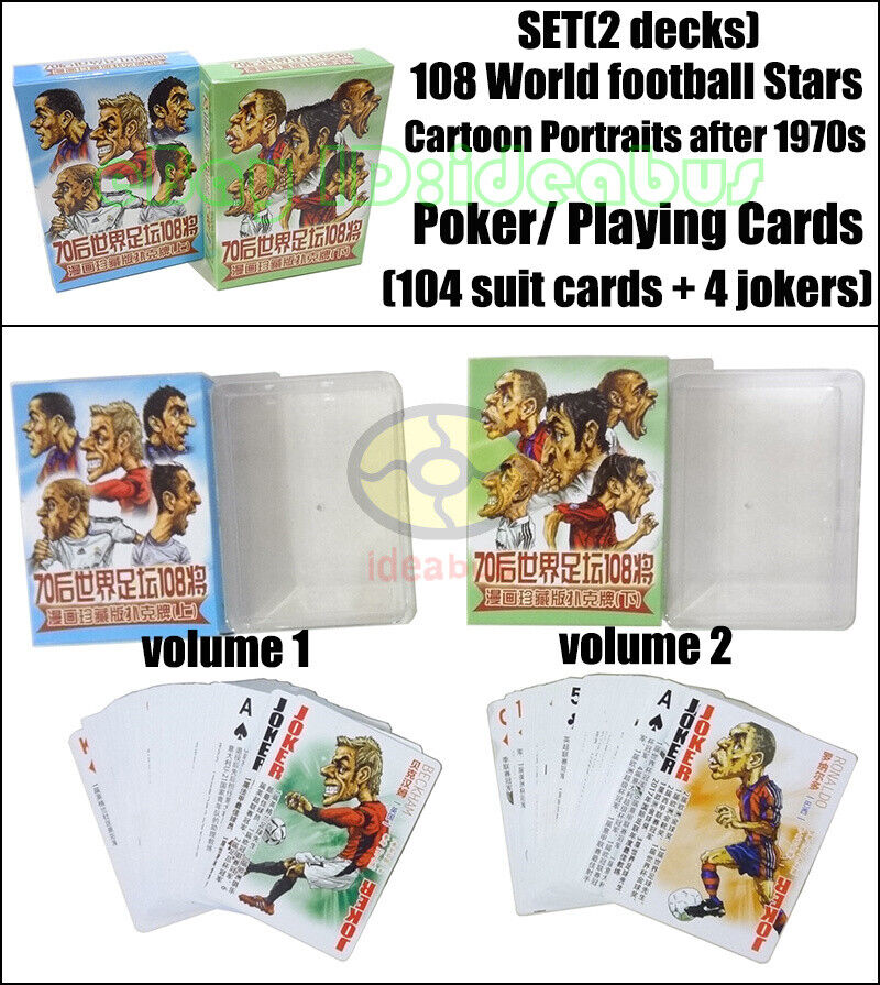 SET(2 Decks)108 cards of World Soccer Stars Cartoon Portraits Playing card/Poker Heihongmeifang Poker - фотография #7