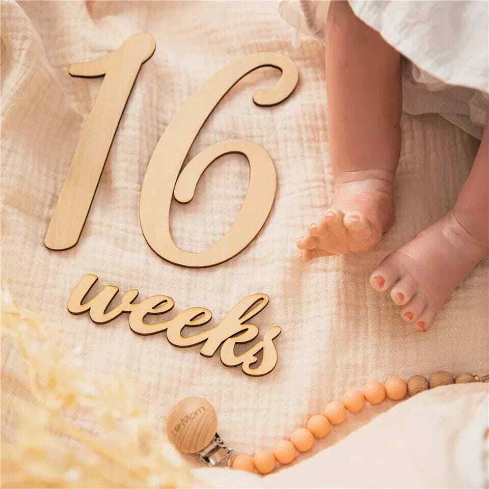 Milestone Baby Boy Girl Wooden Numbers 19 Pcs Set Infant Newborn Grow Pictures Unbranded - фотография #9