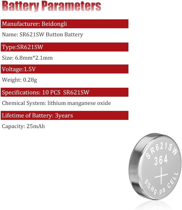 Sr621Sw Battery 364 621 for Watch Battery 1.5V Button Pack of 20【3-YearWarranty】 Does not apply - фотография #7