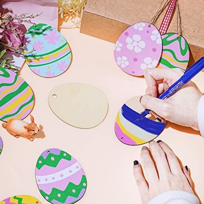  50 Pieces Wooden Cutout Easter Egg Ornaments Egg Wood DIY Crafts 3 inch Does not apply Does Not Apply - фотография #4