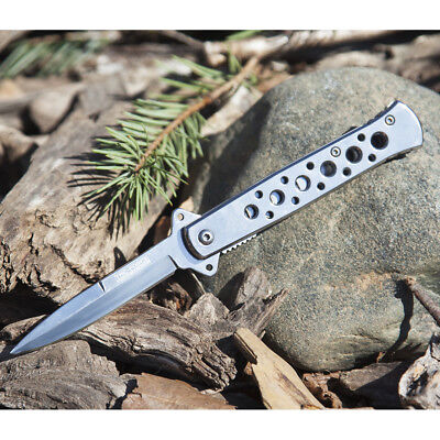 7" TAC FORCE SILVER STILETTO FOLDING TACTICAL KNIFE Blade Pocket Open Tac-Force TF-698SL - фотография #7