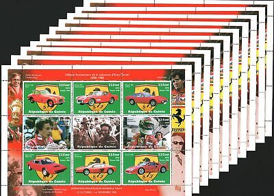 Guinea 1988 Wholesale Lot Of 10 Stamps Sheets Ferrari Racing Cars MNH #12955 Без бренда