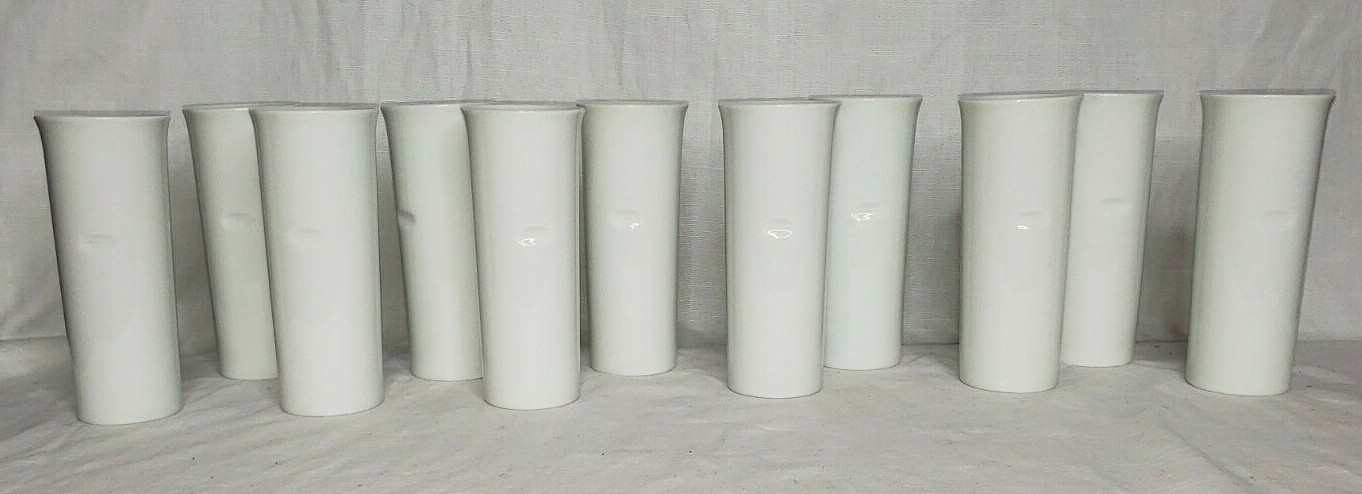 11x LaGardo Tackett Schmid 1960 Ironstone White 6" Dimpled Water Glasses, Rare SCHMID