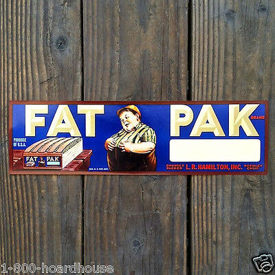 Vintage Original FAT PAK FRUIT VEGETABLE CRATE Box Label Fatty Arbunkle themed Fat Pak - фотография #2
