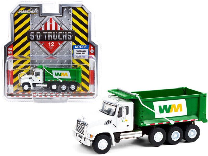 2020 Mack Granite Dump Truck White and Green "Waste Management" "S.D. Trucks" Se GreenLight 45120B