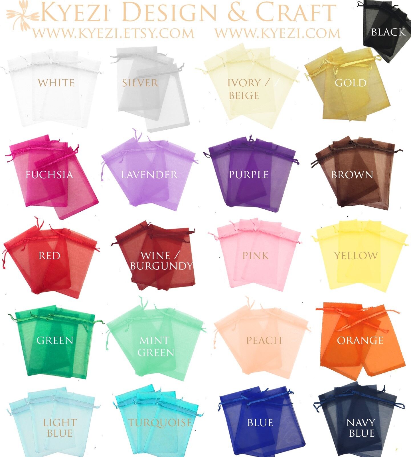 50/100/150/200 Drawstring Organza Bag Jewelry Pouch Wedding Party Favor Gift Bag Kyezi Design and Craft Does Not Apply