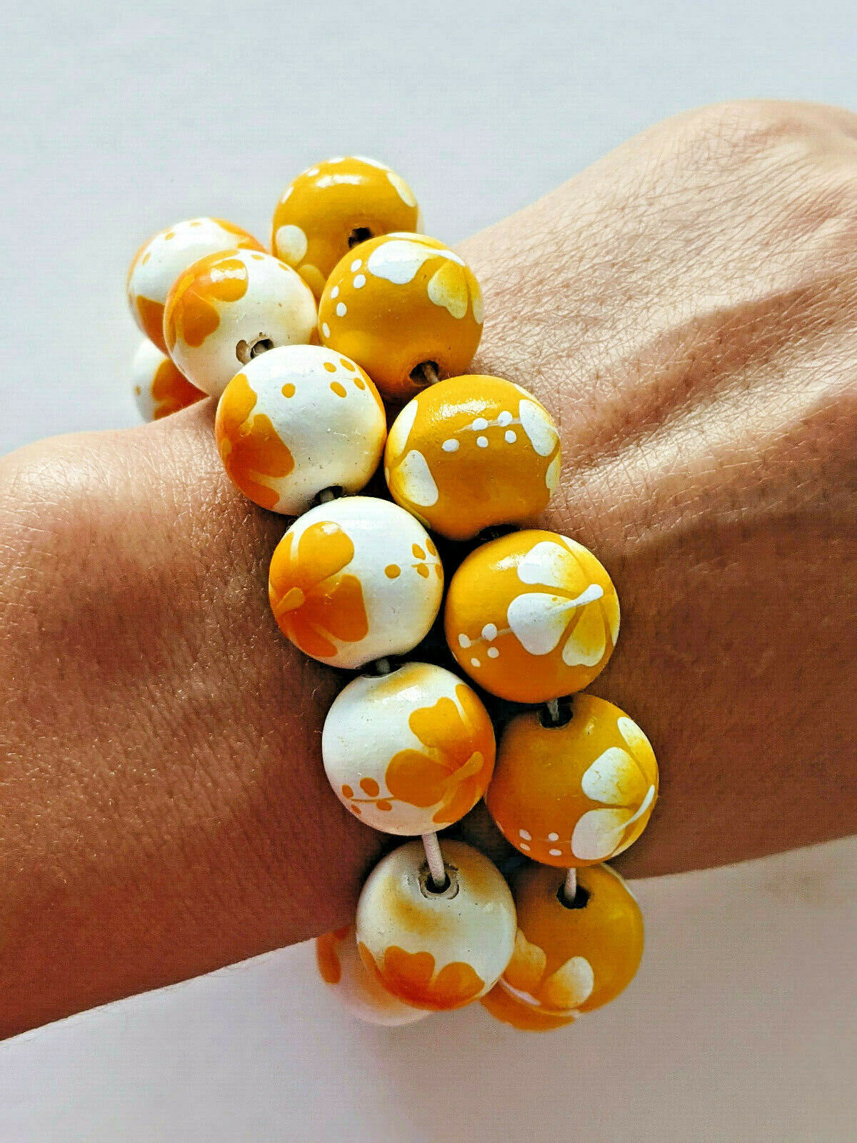 Hand painted Hawaiian Wood Beads Bracelets Gift for Her Без бренда