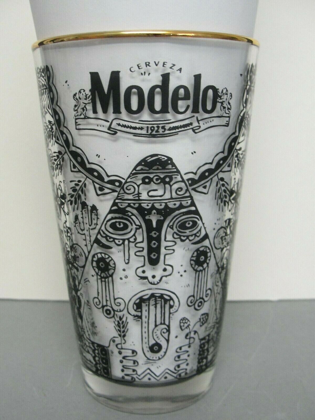 LOT 2 MODELO CERVEZA LIMITED EDITION BEER PINT GLASS 🔥 MEXICAN CULTURE GOLD NEW Modelo - фотография #2