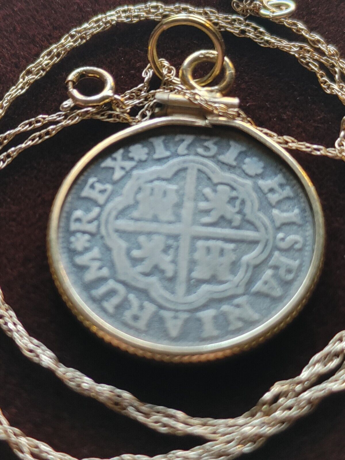 Genuine 1731 Spanish Reale 14K Gold pendant On a 14K  18" Gold Chain w COA & Box Everymagicalday - фотография #14