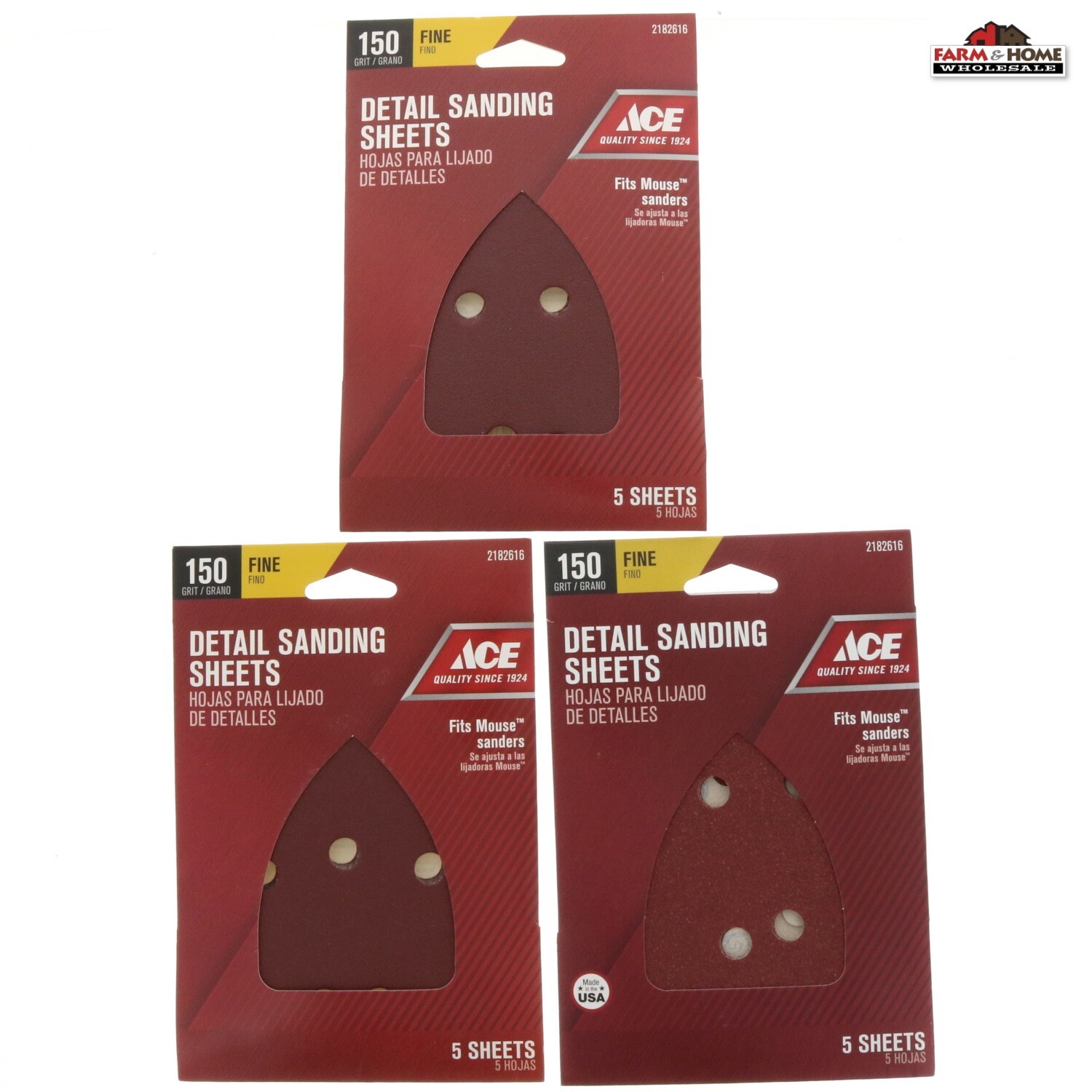 15 Detail Sanding Sandpaper Sheets Mouse Sander 150 Grit ~ New ACE 2182616