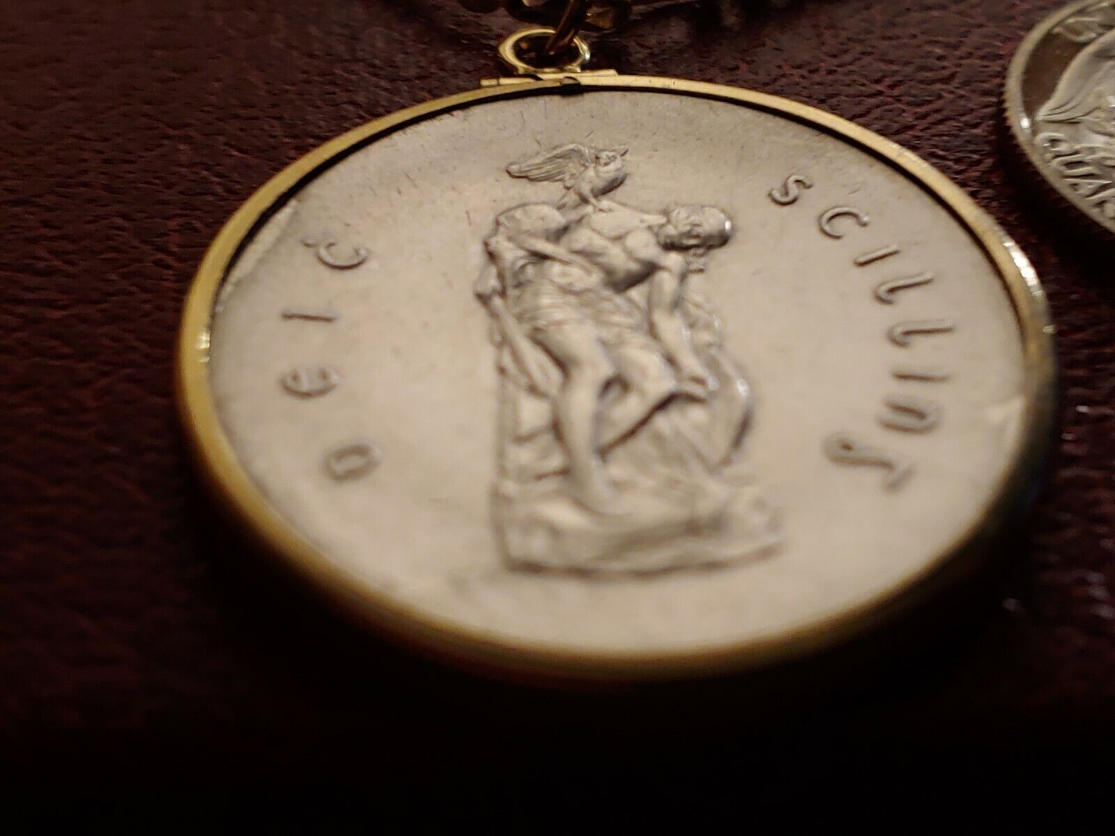 1916-1966 Irish Silver Cuchulaine Coin Pendant 24" 18KGF GOLD FILLED LINK CHAIN Honoredalllies - фотография #5