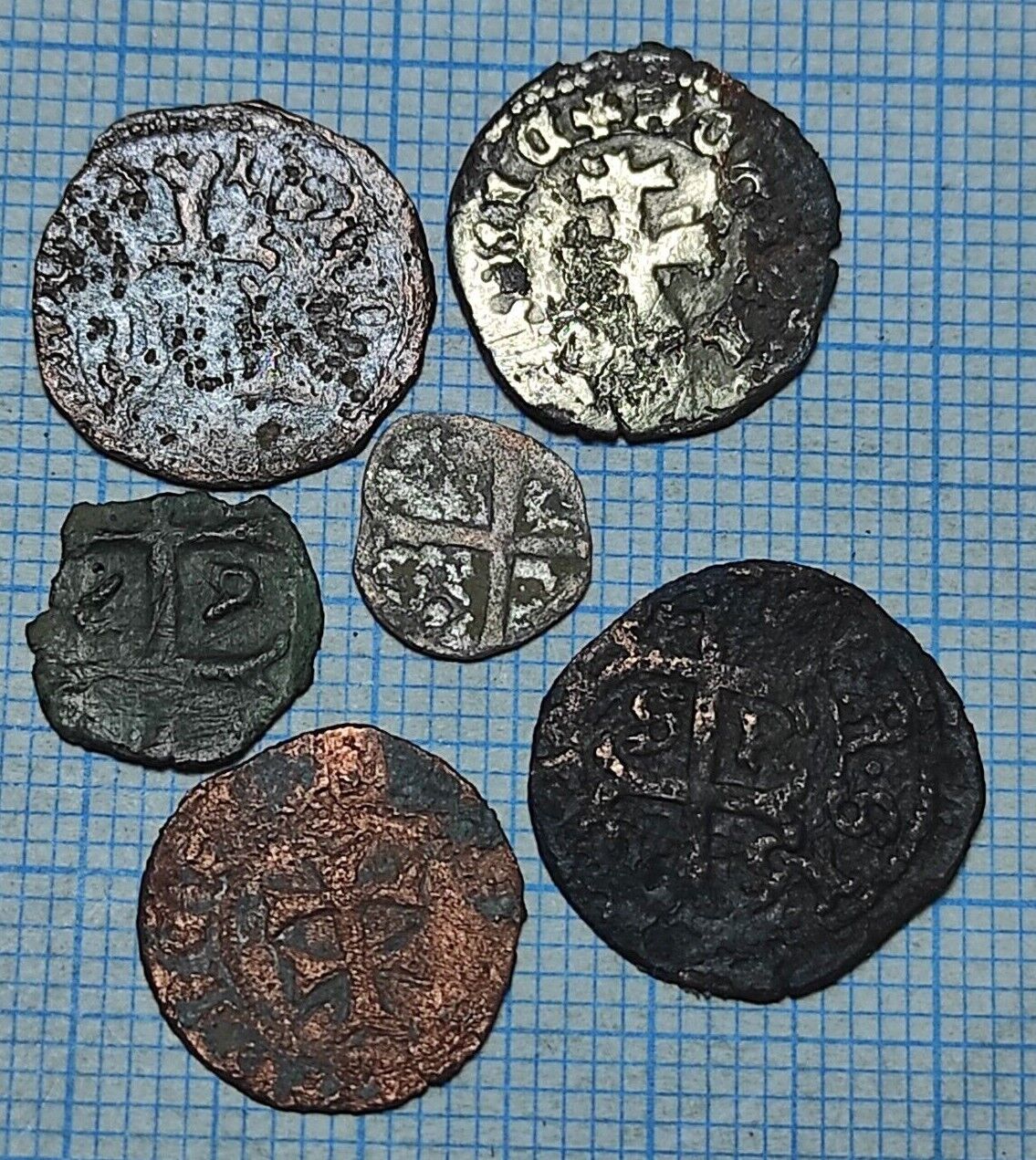 Crusader Templar cross, Europe medieval, mixed 6 different coins 14 century  Без бренда