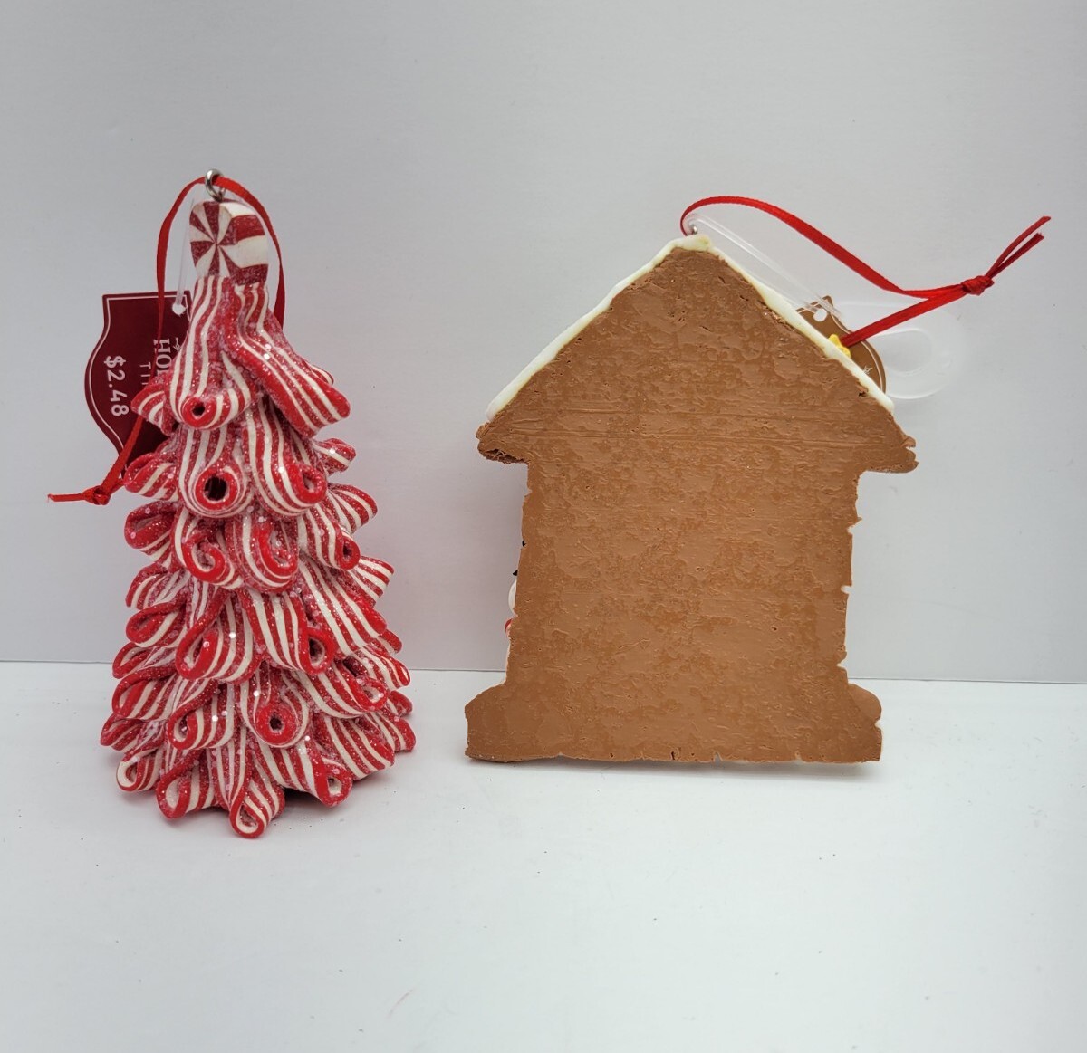 Holiday Time Gingerbread House And Peppermint Tree Ornament Set Holiday Time - фотография #4