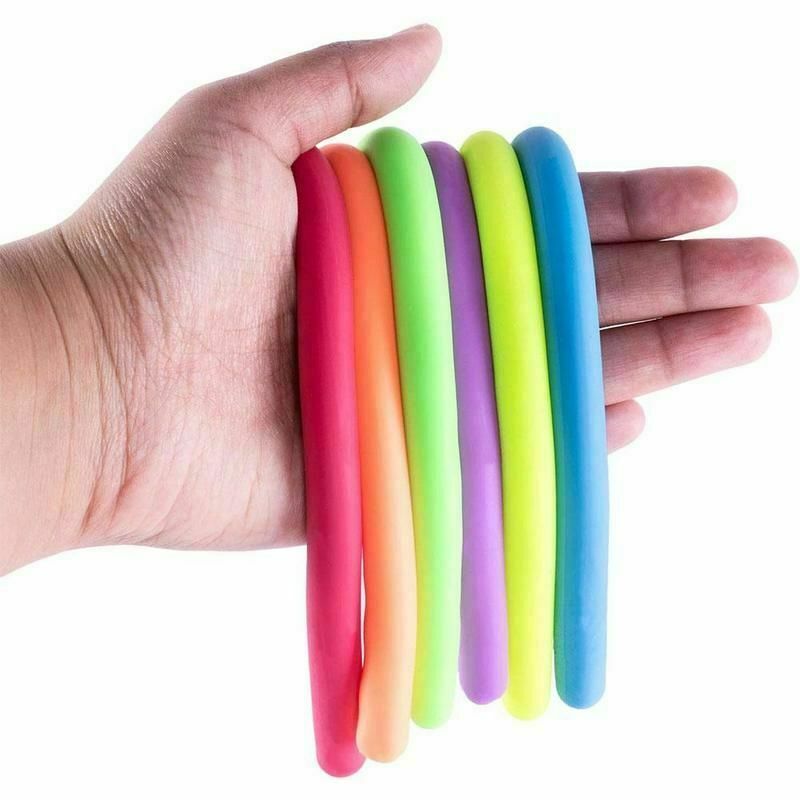 6Pcs Stretchy Noodle String Neon Kids Childrens Fidget Stress Relief Sensory Toy 6pcs/lot Soft China Does not apply - фотография #3