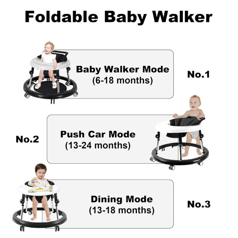 Baby Walker with Wheels, Baby Walker for Boys Girls, Foldable Activity Mute Anti Does not apply - фотография #7